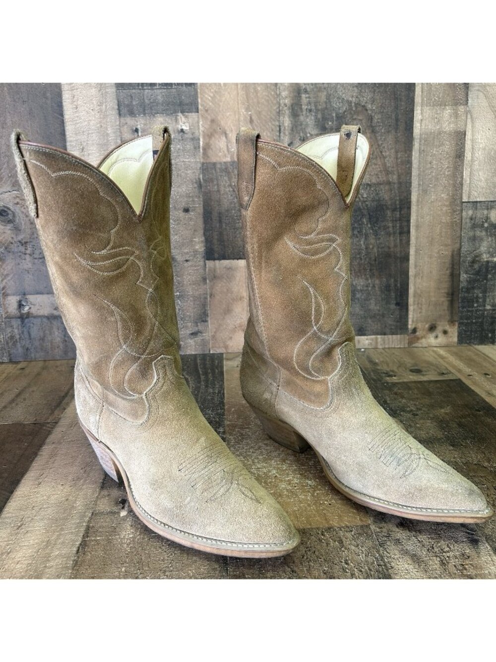 Acme Vintage Suede Roughout Western Cowboy Boots Mens 11 D